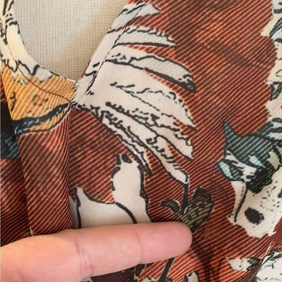 Hemant & Nandita ANTHROPOLOGIE Zeri Brown Floral Tiered Peasant Dress - Picture 4 of 16